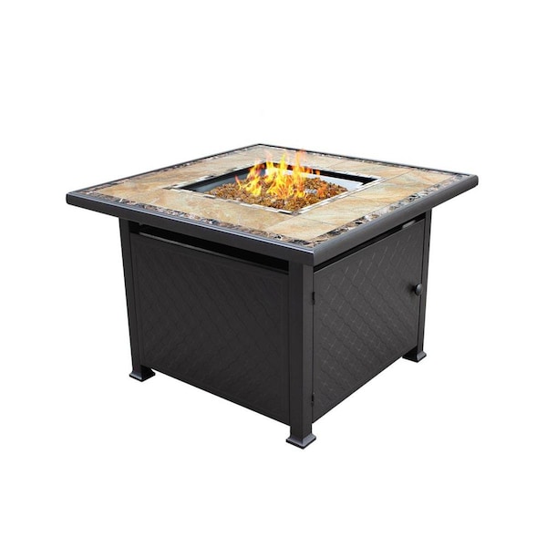 Gardencontrol Square Marble Tile Top Propane Fire Pit, Bronze - 28 x 40 x 40 in. GA2770034 - main